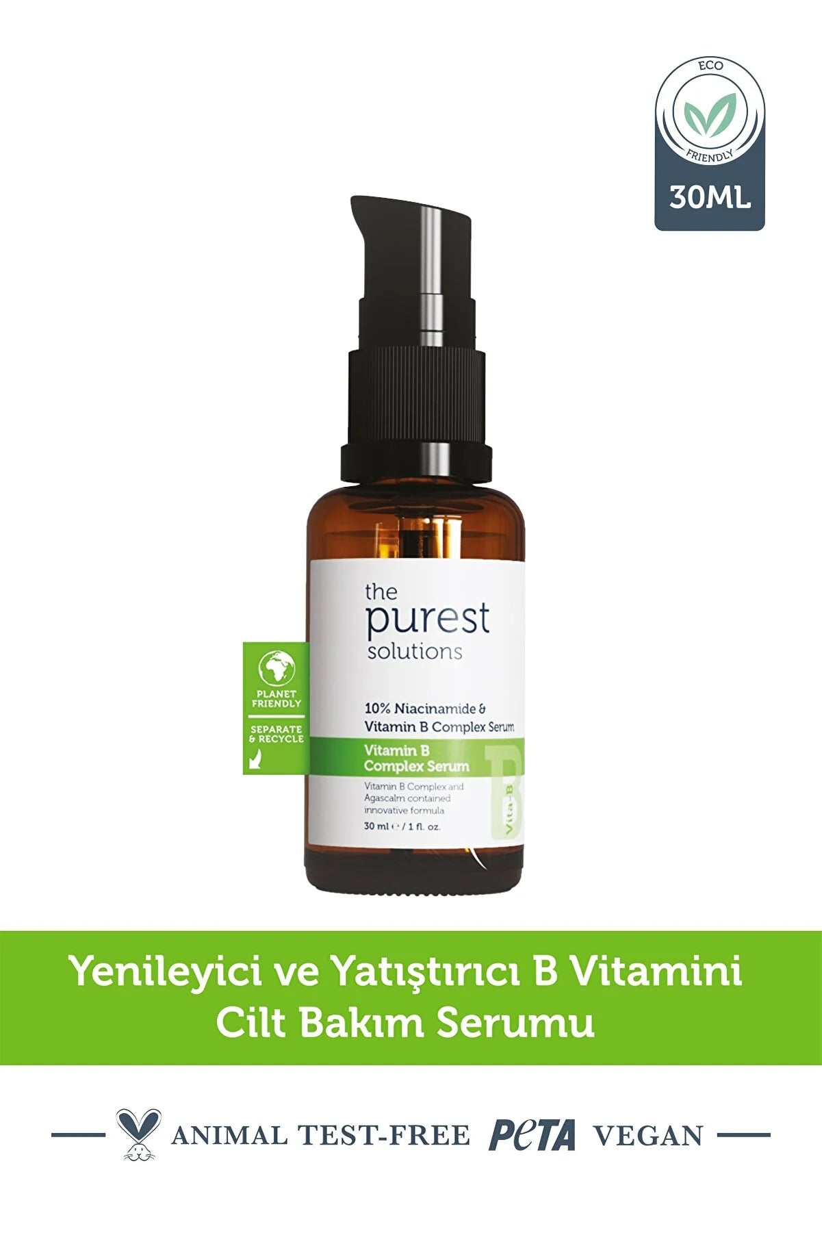 The Purest Solutions Yeniləyici Ve Yatıştırıcı B Vitamini Cilt Baxım Serumu 30 Ml (%10 Niacinamide + Provitamin B5)