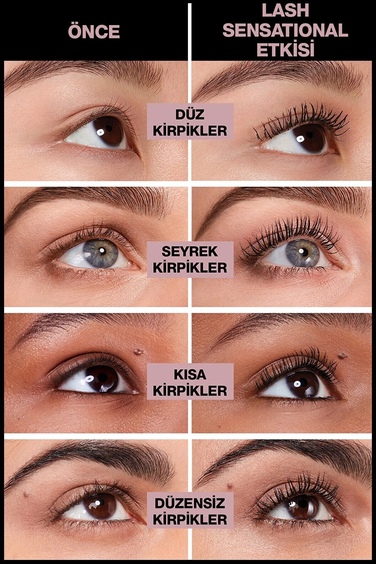 Maybelline New York Lash Sensational yelpaze təsirli suya davamlı qara suya davamlı maskara