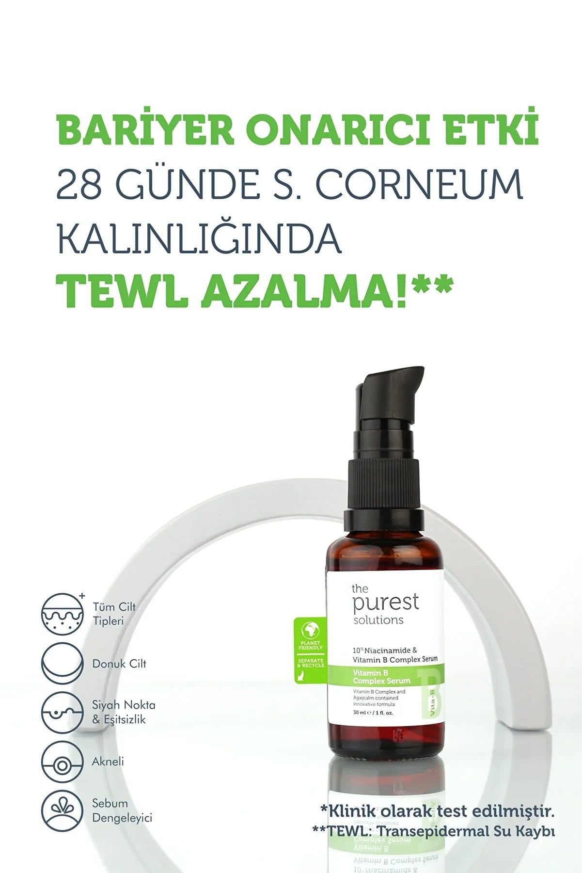 The Purest Solutions Yeniləyici Ve Yatıştırıcı B Vitamini Cilt Baxım Serumu 30 Ml (%10 Niacinamide + Provitamin B5)