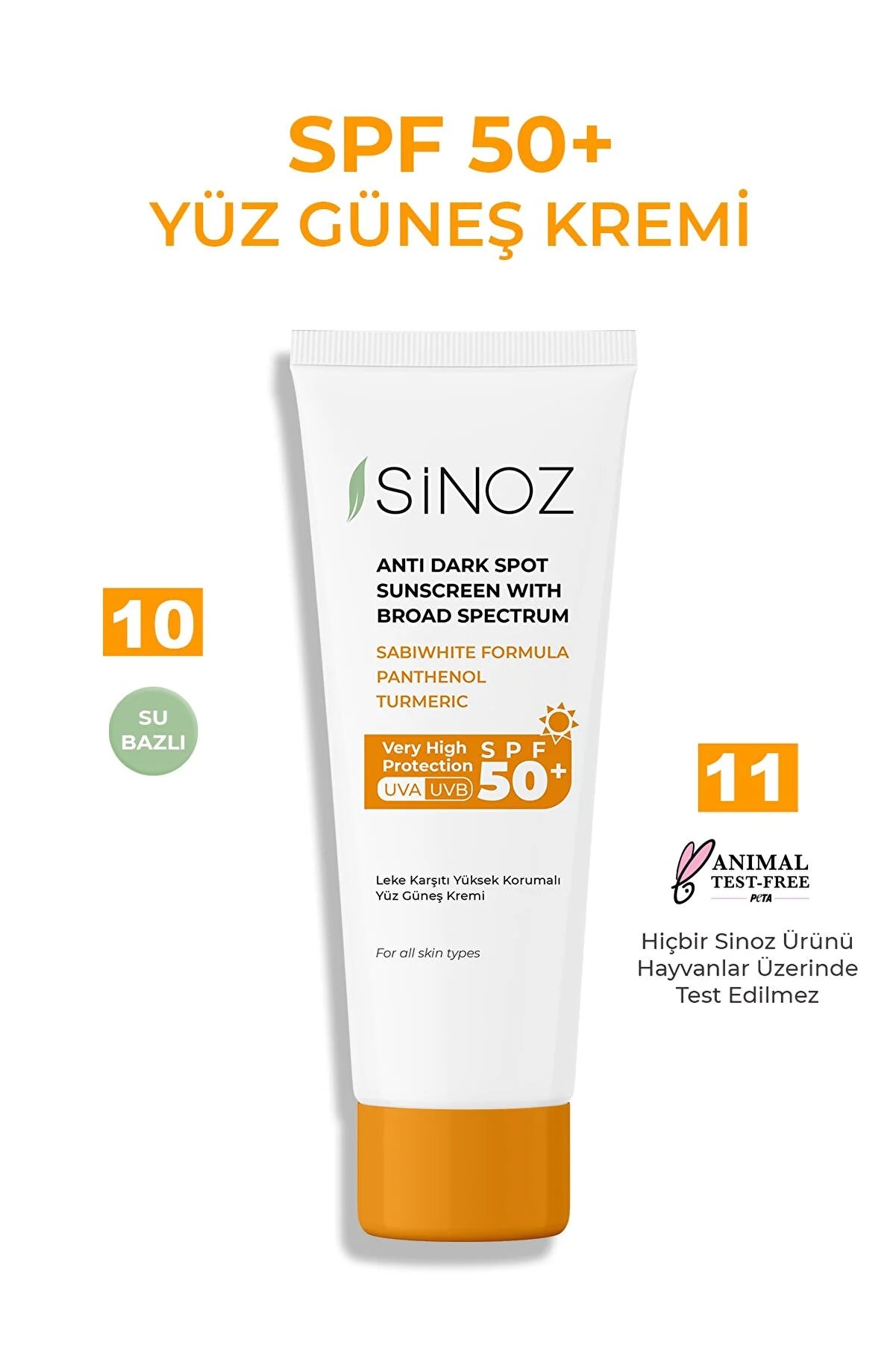 Sinoz SPF 50+ Üz Günəş Kremi - Normal və Quru Dərilər üçün Gündəlik İstifadə 50 ml