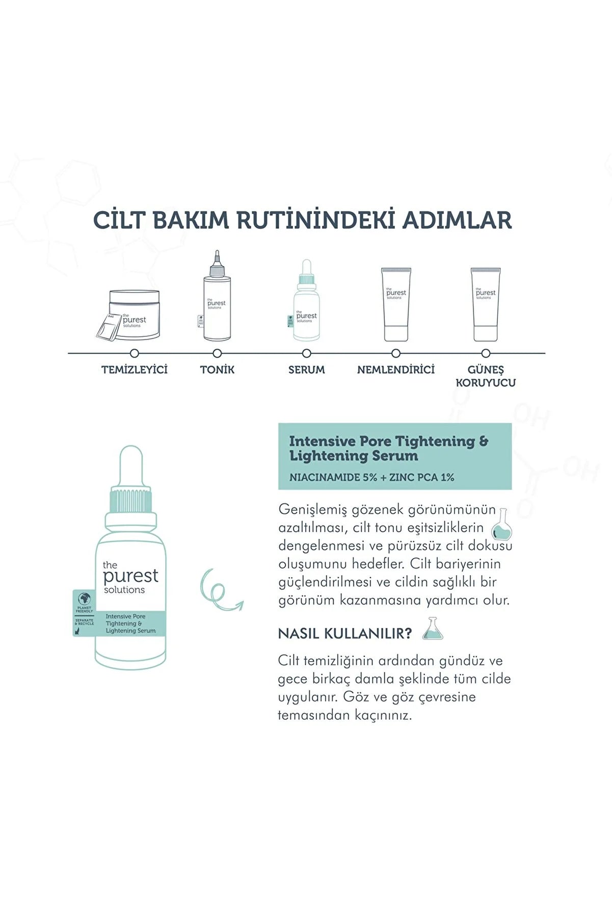 The Purest Solutions Gözenek Siyah Nokta ve Sivilce Oluşumunu Gidermeye Yardımcı Bakım Serumu Niacinamide 5%+Zınc Pca1%