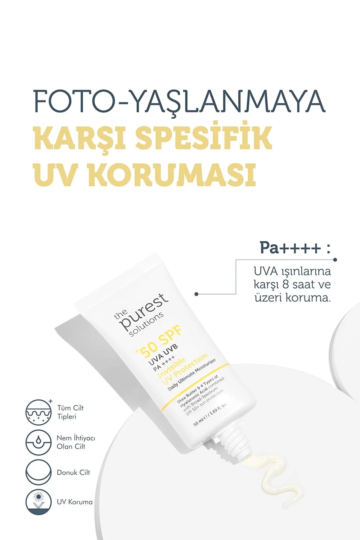 The Purest Solutions Yüksək qoruma ve nəmləndirici təsirli Günəş qoruyucu Krem-SPF