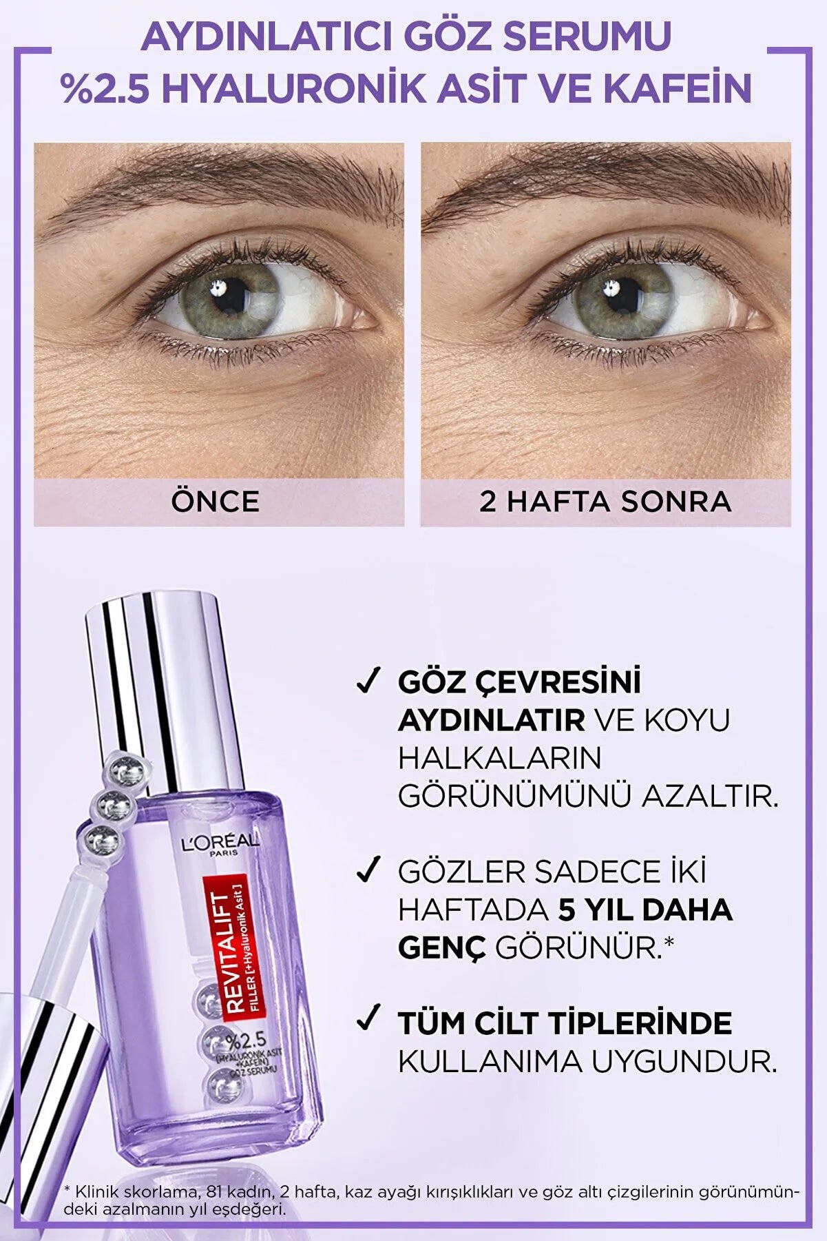 L'Oreal Paris Revitalift Filler Aydınlatıcı Göz Serumu 20ml