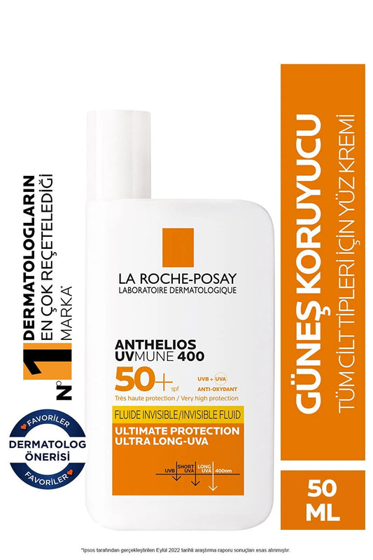 La Roche Posay Anthelios Uvmune Fluid Spf 50 Tüm Ciltler Için Yüksek Korumalı Yüz Güneş Kremi